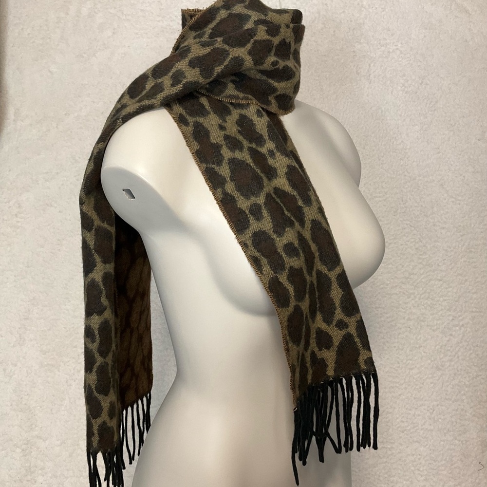 CASHMINK Snake Print Scarf Soft Fringe Germany Brown Green